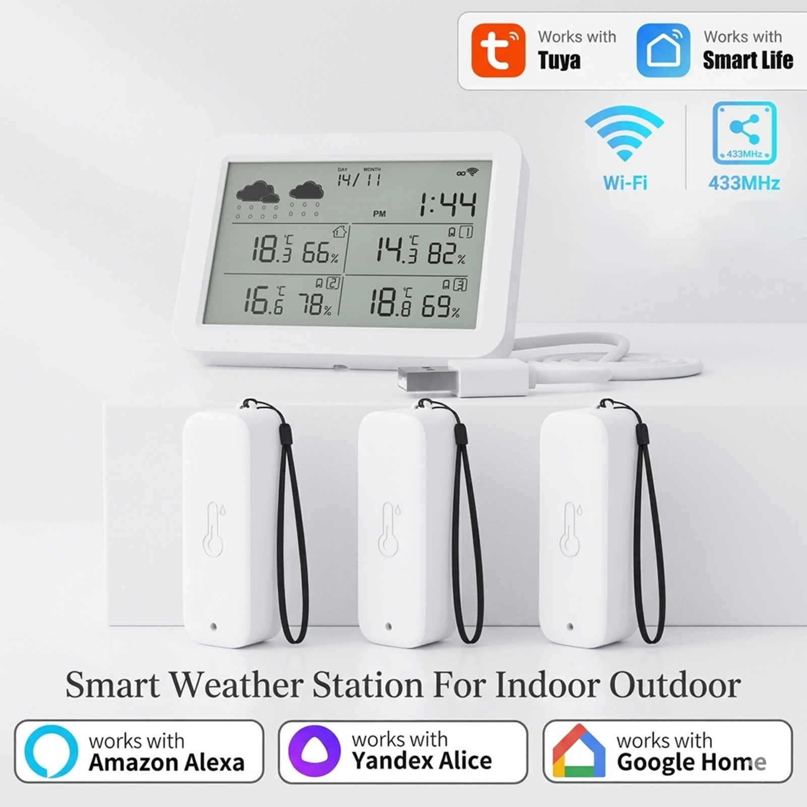 Weather Station Indoor - Tuya WiFi+RF433 기상 관측소, 스마트 홈