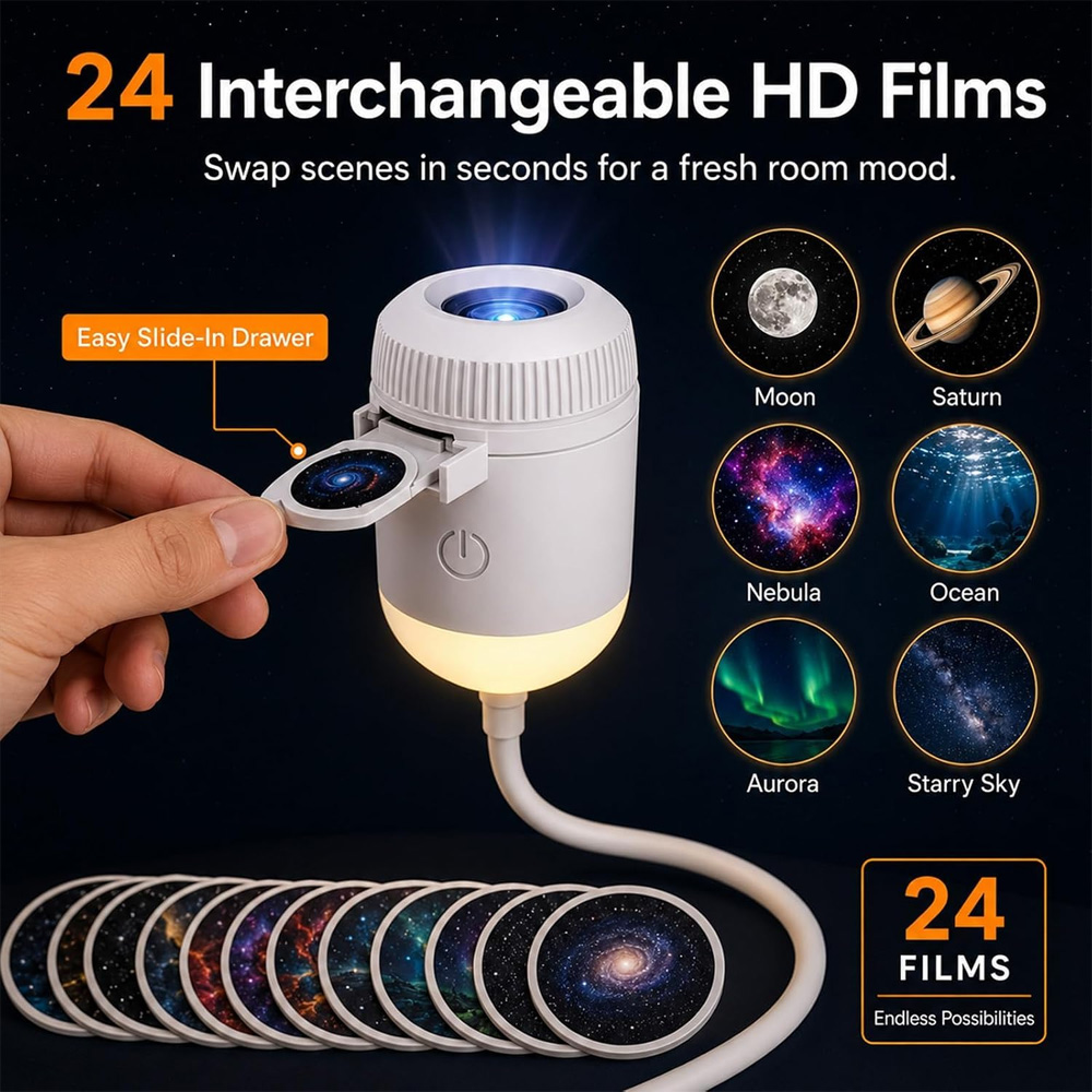 24 슬라이드 회전식 은하 별이 빛나는 하늘 프로젝터  - Planetarium Projector Home 리뷰 및 가격