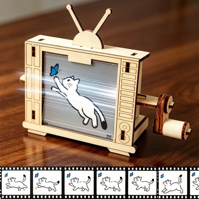 DIY 나무 TV 모양 수동 애니메이션 기계 STEM  - Science Hobbyist 리뷰 및 가격